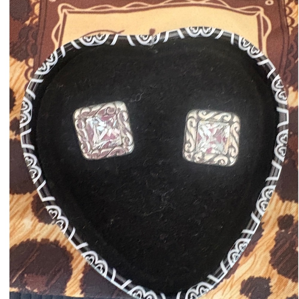Brighton Square Crystal Filigree Stud Earrings